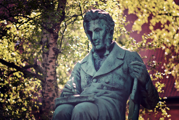 Louis Hasselriis, Søren Kierkegaard, 1918, bronze. Royal Library Garden, Copenhagen.